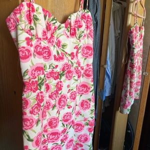 Zara Lined Pink Ivory Rose Floral Mini Dress